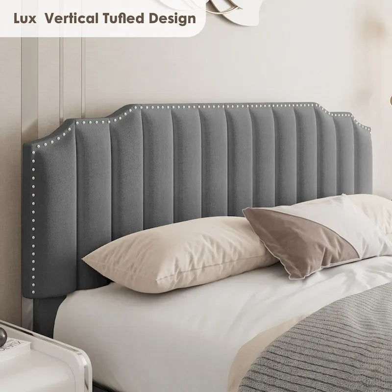 Lit de rangement Queen Size avec tête de lit rembourrée