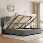 Lit de rangement Queen Size avec tête de lit rembourrée