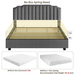Lit de rangement Queen Size avec tête de lit rembourrée