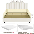 Lit de rangement Queen Size avec tête de lit rembourrée