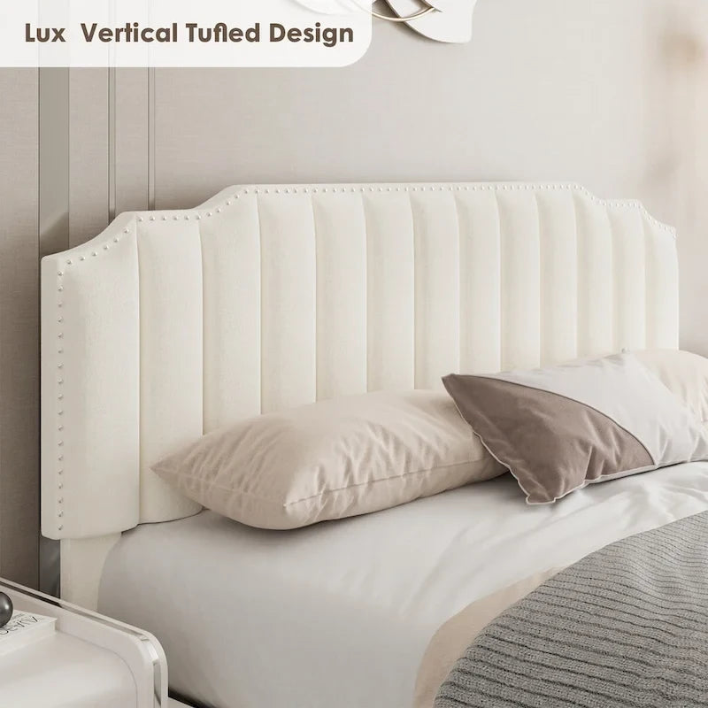 Lit de rangement Queen Size avec tête de lit rembourrée