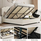 Lit de rangement Queen Size avec tête de lit rembourrée