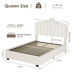 Lit de rangement Queen Size avec tête de lit rembourrée