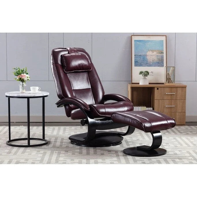 Fauteuil inclinable pivotant rembourré avec ottoman