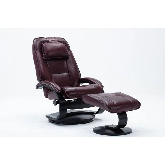 Fauteuil inclinable pivotant rembourré avec ottoman