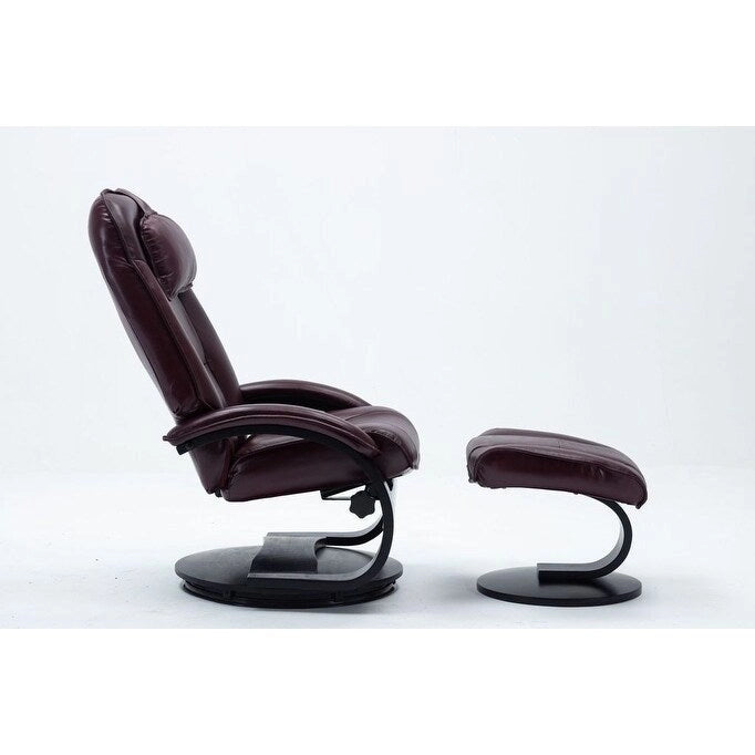 Fauteuil inclinable pivotant rembourré avec ottoman