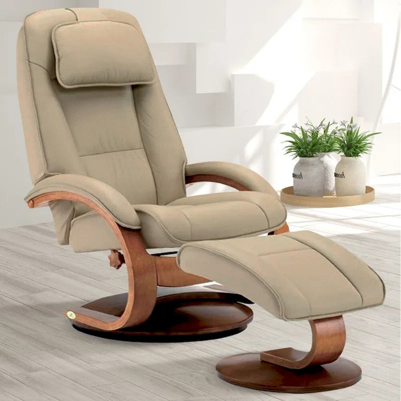 Fauteuil inclinable pivotant rembourré avec ottoman