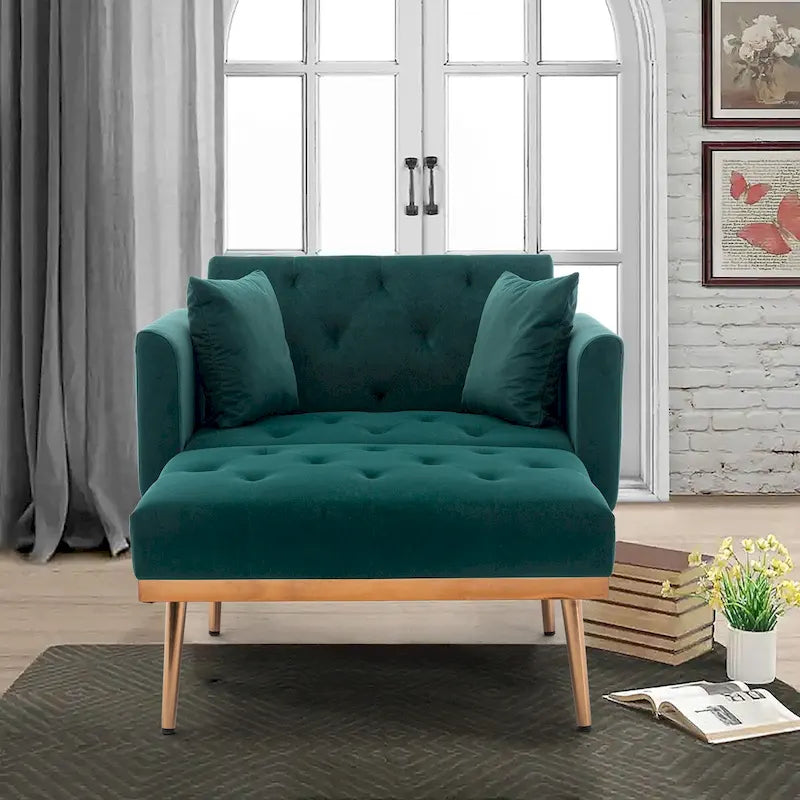 Fauteuil d'appoint rembourré de style tonneau avec rembourrage en mousse et pieds en fer