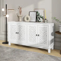 Meuble Buffet 4 Portes avec Motifs Losanges et Poignées Anneaux