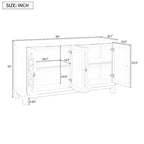 Meuble Buffet 4 Portes avec Motifs Losanges et Poignées Anneaux
