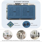 Meuble Buffet 4 Portes avec Motifs Losanges et Poignées Anneaux