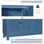 Meuble Buffet 4 Portes avec Motifs Losanges et Poignées Anneaux