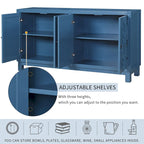 Meuble Buffet 4 Portes avec Motifs Losanges et Poignées Anneaux