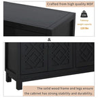 Meuble Buffet 4 Portes avec Motifs Losanges et Poignées Anneaux