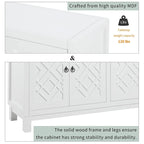 Meuble Buffet 4 Portes avec Motifs Losanges et Poignées Anneaux