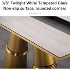 Console rectangulaire de 152 cm avec plateau en verre et pieds en métal