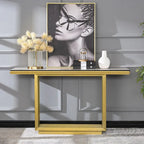 Console rectangulaire de 152 cm avec plateau en verre et pieds en métal