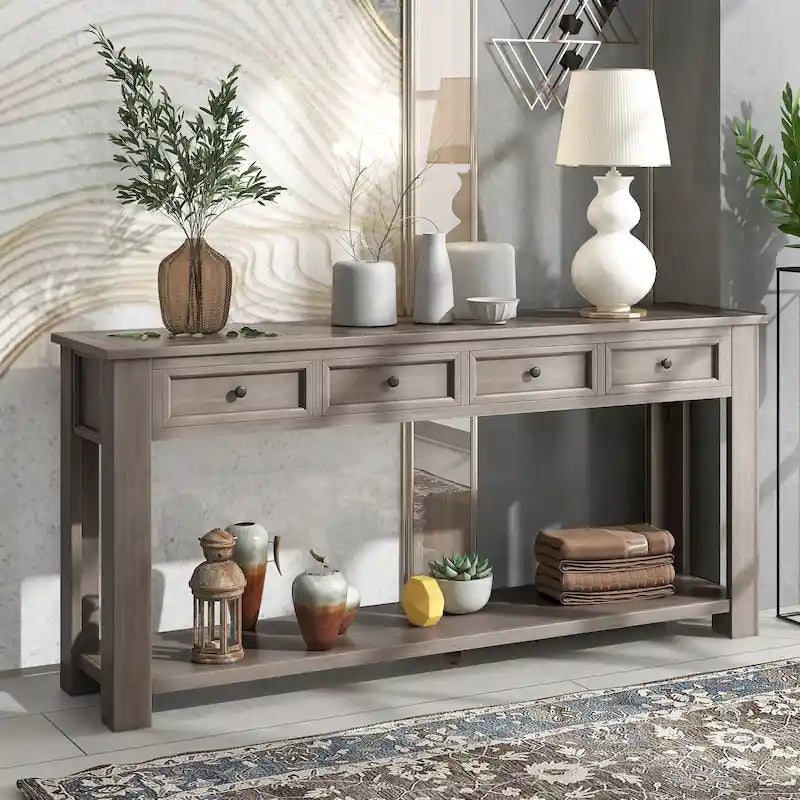 Console avec 4 tiroirs et une étagère inférieure