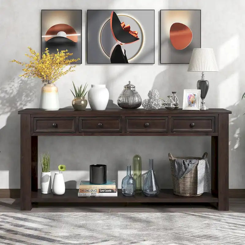 Console avec 4 tiroirs et une étagère inférieure