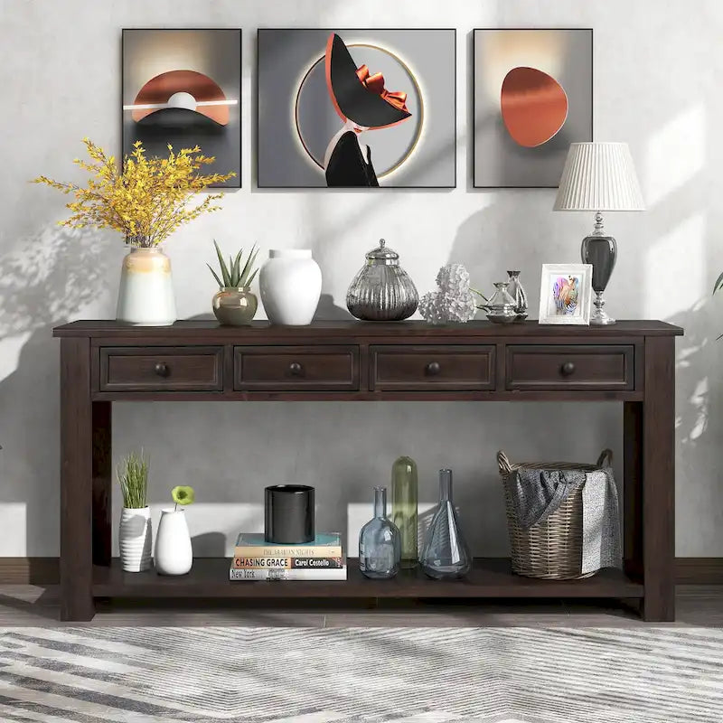Console avec 4 tiroirs et une étagère inférieure