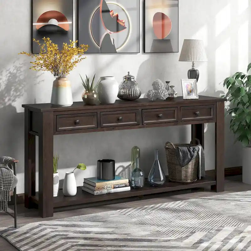 Console avec 4 tiroirs et une étagère inférieure