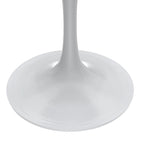 Table à manger ronde avec plateau en résine blanche et pied central en acier blanc