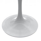 Table à manger ronde avec plateau en résine blanche et pied central en acier blanc