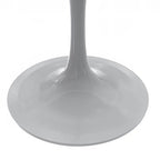 Table à manger ronde avec plateau en résine blanche et pied central en acier blanc