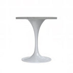 Table à manger ronde avec plateau en résine blanche et pied central en acier blanc