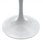Table à manger ronde avec plateau en résine blanche et pied central en acier blanc
