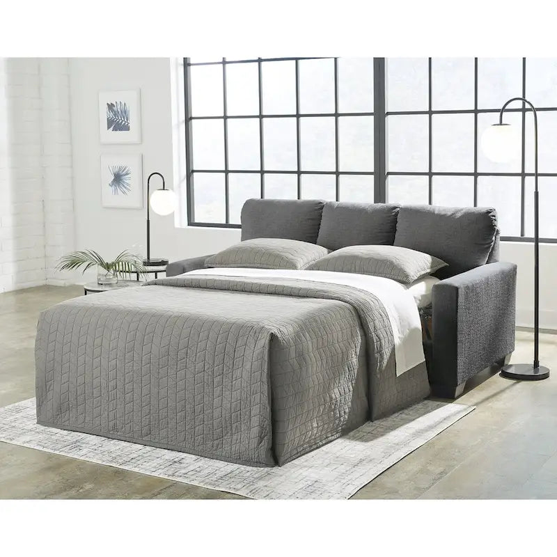 Canapé-lit double avec matelas en mousse à mémoire de forme – Étain