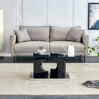 Table basse rectangulaire avec plateau en verre trempé et pieds en MDF
